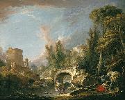 Francois Boucher River Landscape with Ruin and Bridge Spain oil painting artist